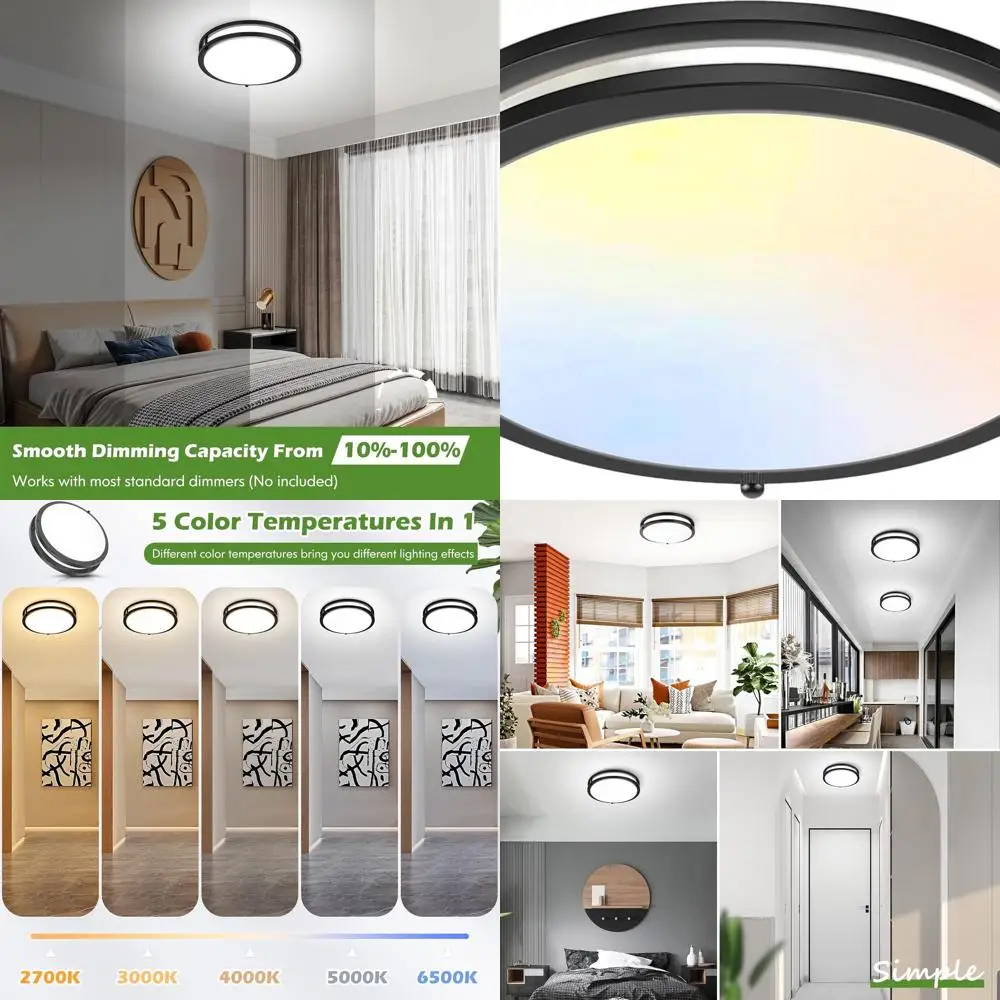 

16 Inch 50W Dimmable LED Flush Mount Ceiling Light, Adjustable 2700K-6500K, 5400LM Bright for Home & Office