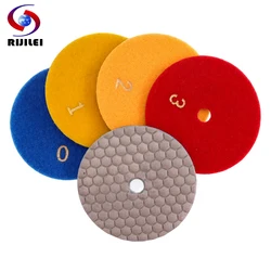 RIJILEI 4 Pcs/Lot 4 Steps 80/100mm Dry Polishing Pad 3/4 Inch Marble Polishing Pads WHITE Polishing Pads for Stone  HF03