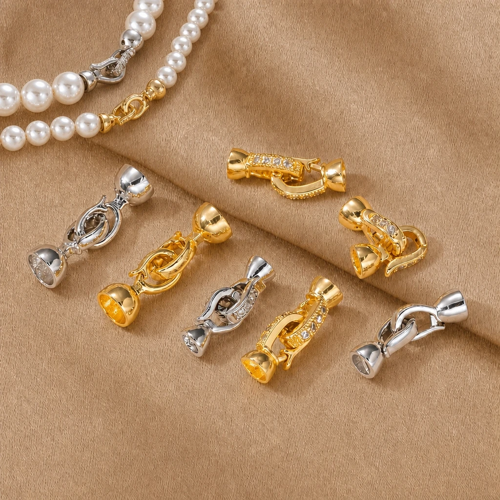 2 Stück 18K vergoldete CZ Micro Pave Schmuckverschlüsse für Halsketten und Armbänder, Endverschluss, Schloss, DIY Schmuckherstellung – Detail 1