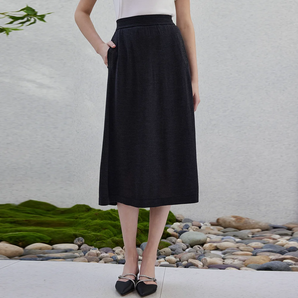 

BC-47 Luxurious Clothes Ladies Merino Wool Silk Skirts Womens Clothing Elegant Summer