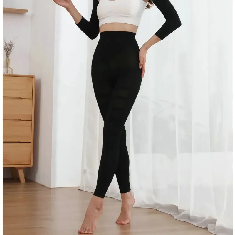 Leggings amincissants taille haute pour femmes, grande taille 3XL, pantalons à pression sans couture, jambes fines élastiques, Compression abdominale serrée