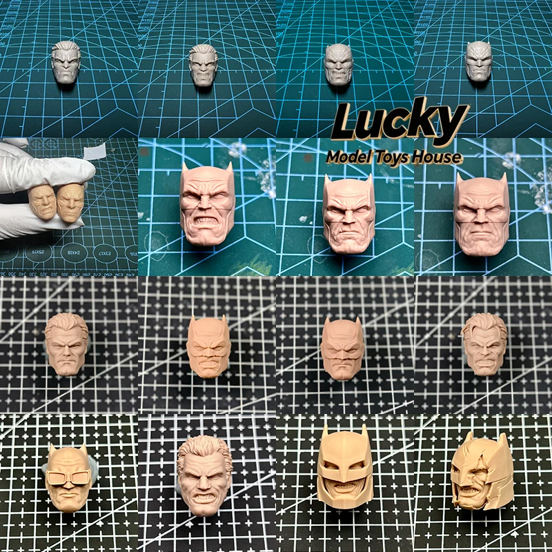 

1/12 Comic Dark Knight Returns Elder Bat Mask Hero Man Soldier Unpainted Head Sculpt Accessory For 6" Ml Mezco 7" Mcfarlane Body