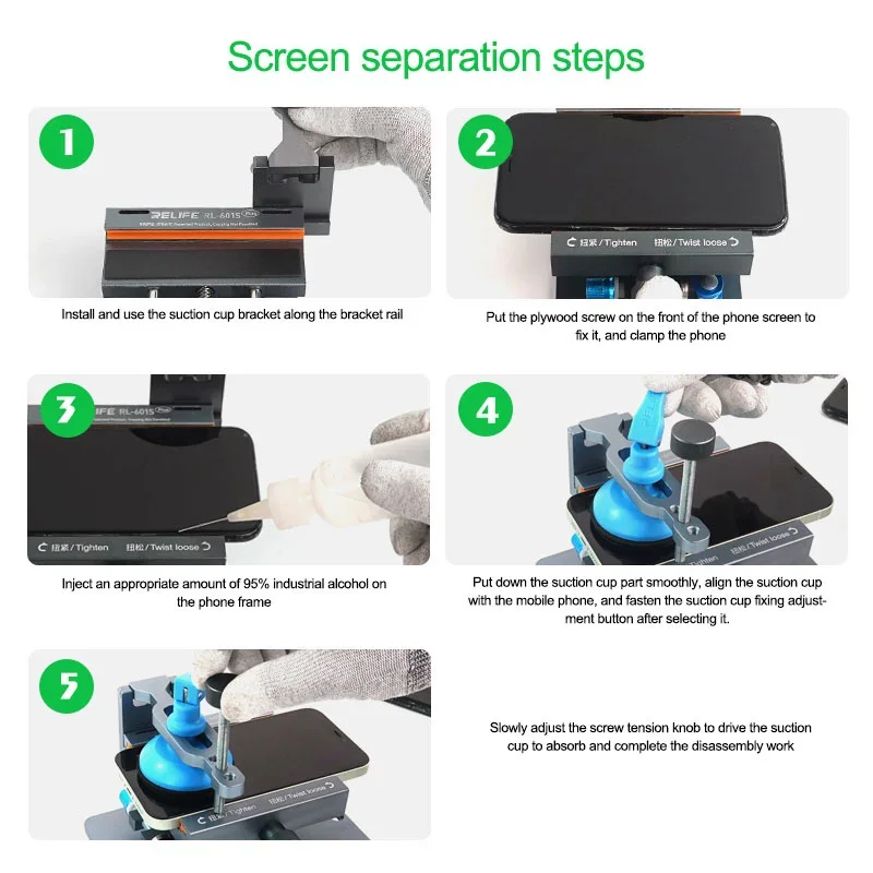 Imagem -05 - Pro Fixo Braçadeira Rotativa Remoção de Tela de Vidro Traseiro Ferramenta de Teardown Pressão Retenção de Reparação Ifixit Fixture Relife-rl601s