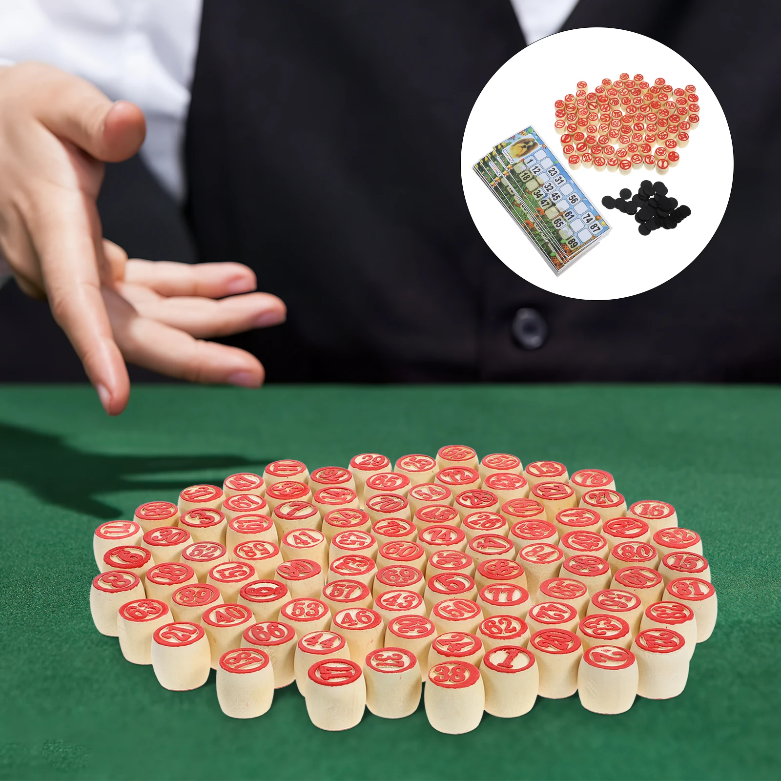 

1 set Wooden Russian Household Cards Game 2cm Party Supply Diameter Bingo Cards Family Bingo Party Supplies