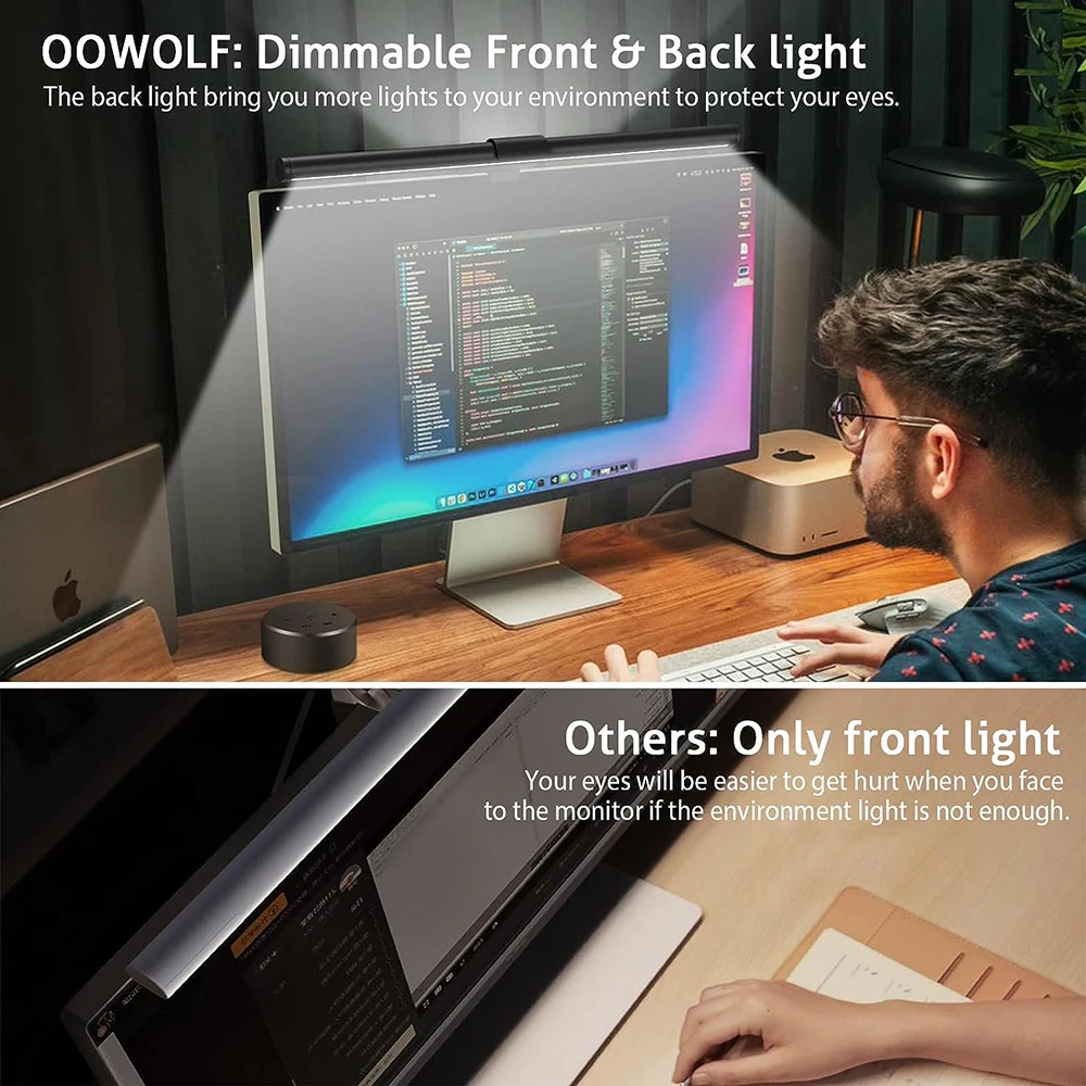 Wiscolor Lampada da tavolo a LED Barra luminosa per monitor  Eye-Care Stepless Dimming illuminazione lampada da tavolo Computer PC Monitor schermo Light Bar per lavoro / studio / gioco / ufficio a casa