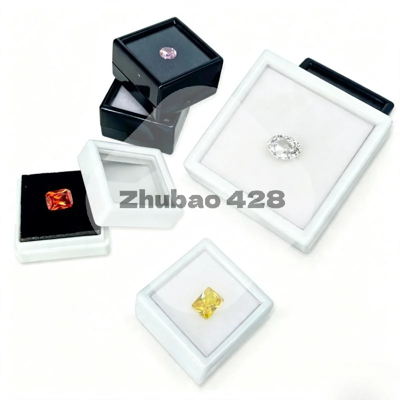 Transparent Acrylic Jewelry Display Box with Thick Foam Pad 1PC Dustproof Bare Stone Storage Case for Gem Collecting Hobby