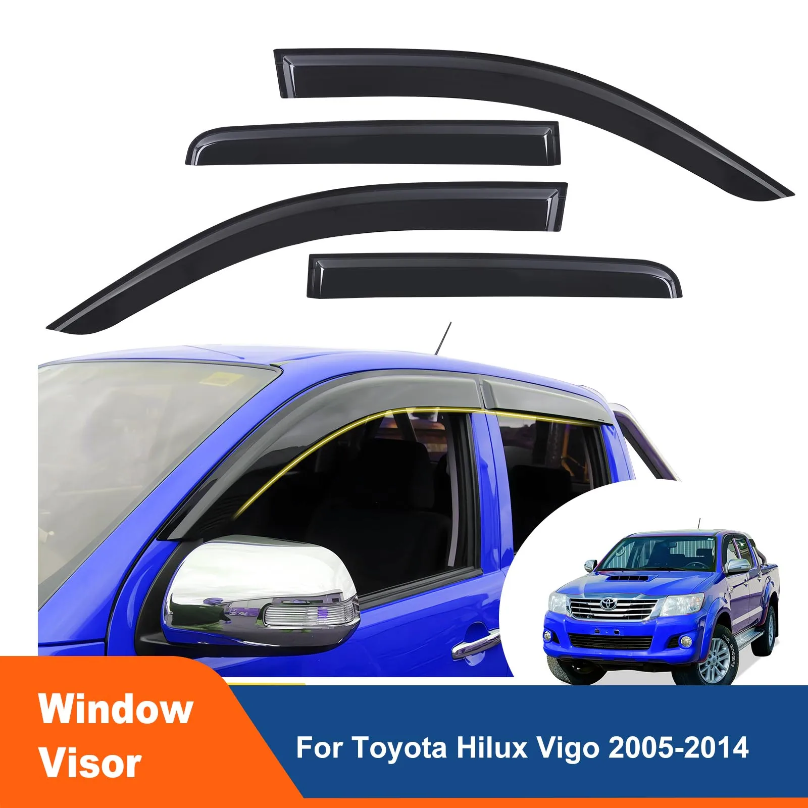 

Rain Guard Window Deflector Car Sun Visor Weather Shield For Toyota Hilux Vigo 2005-2014 Sun Rain Guard Double Cabin