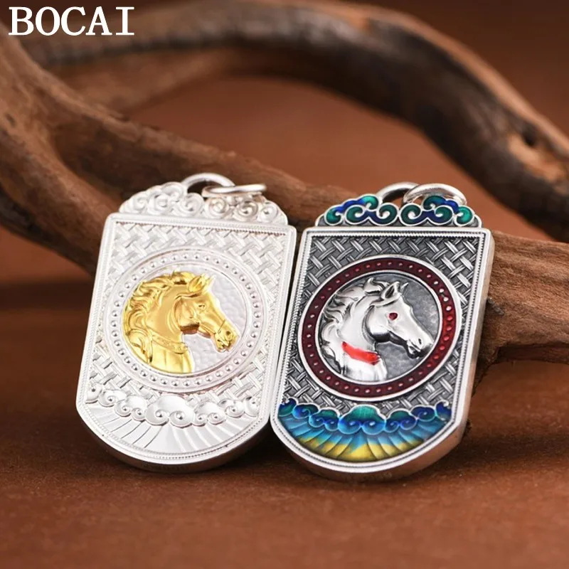 

BOCAI NEW S999 Стерлинговое серебро Винтаж Мгновенный успешный простой серебряный позолоченный кулон из стерлингового серебра