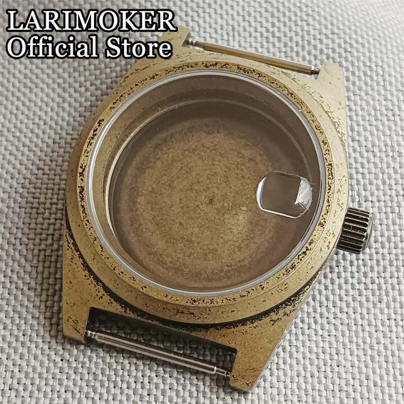 

LARIMOKER 38mm Bronze gold coating sapphire glass watch case fit NH35NH36NH34 ETA 2824 Miyota9015 PT5000 movement