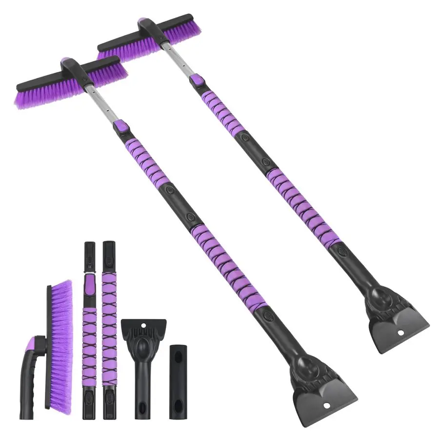 

2Pack 57 Extendable Snow Brush with Ice Scraper for Car Windshield, 2in1 Rotating Head Snow Remover for SUV, Truck, and Car