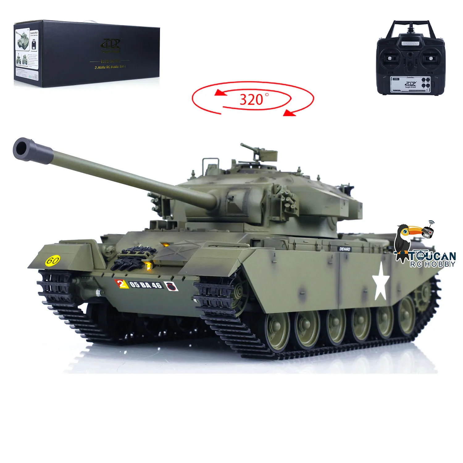 1/16 Tongde RC Tank Panzer RC Sistema de Batalha Infravermelho Unidade BB Tanque Centurion MK5 Elétrico Pronto para Correr Brinquedo Modelo Presentes TH23297