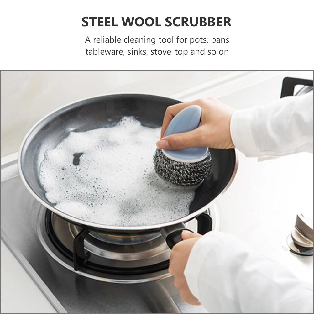 

3pcs Stainless Steel Wire Ball Dish Scrub For Kitchen Sink Pots Steel Wool Scrubber Durable Easy Storage Scrub Brush Metal Dish