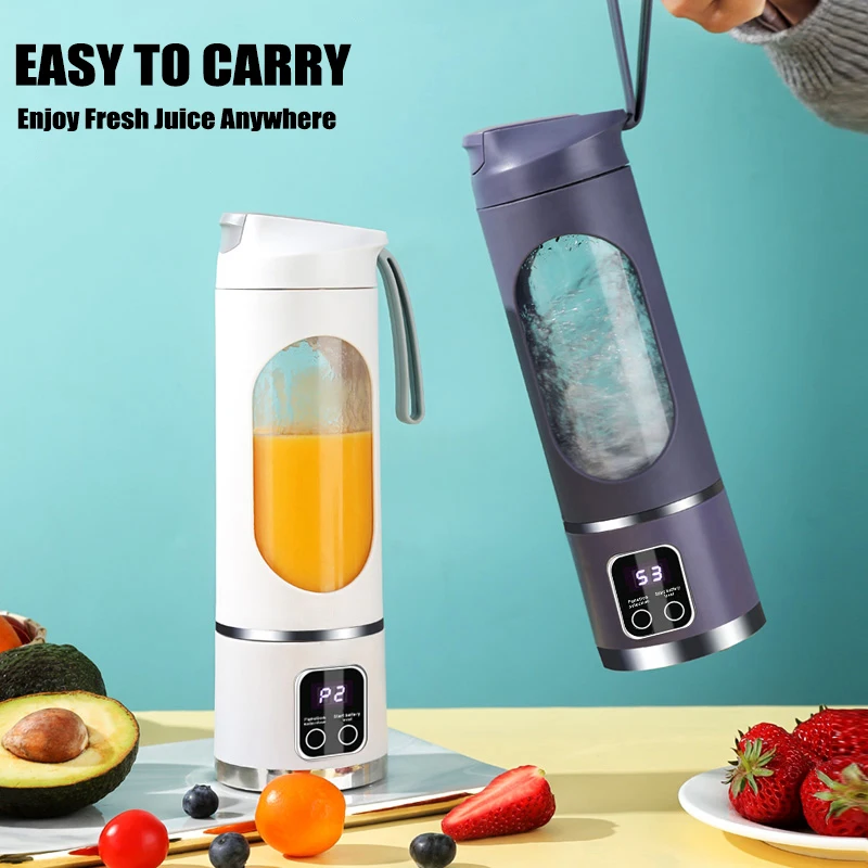 Juice Cup Portable Multi-functional 450ML Wireless Electric Juicer Ice Crusher USB Charging 12 Blades Personal Blender with LED