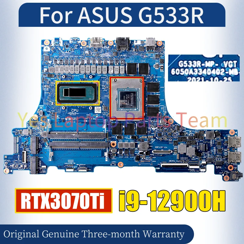 6050A3340402 For ASUS G533R-MP-VGT Laptop Mainboard SRLD4 i9-12900H RTX3070Ti GN20-E6-A1 Notebook Motherboard