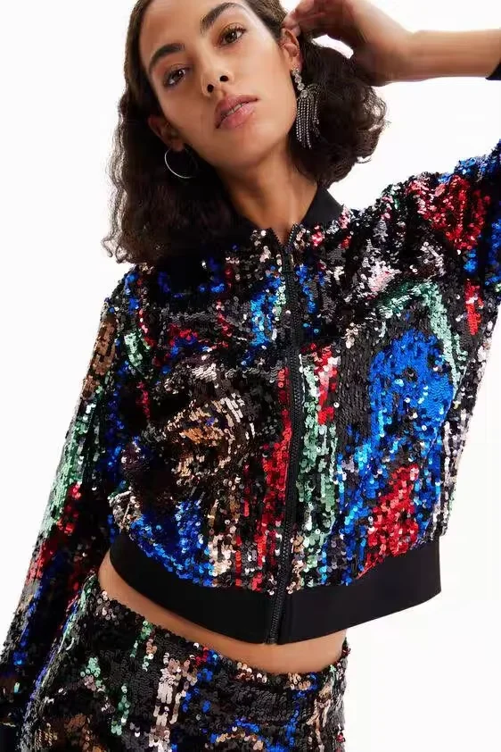 Foreign trade original single Spanish new color patchwork embroidered denim coat