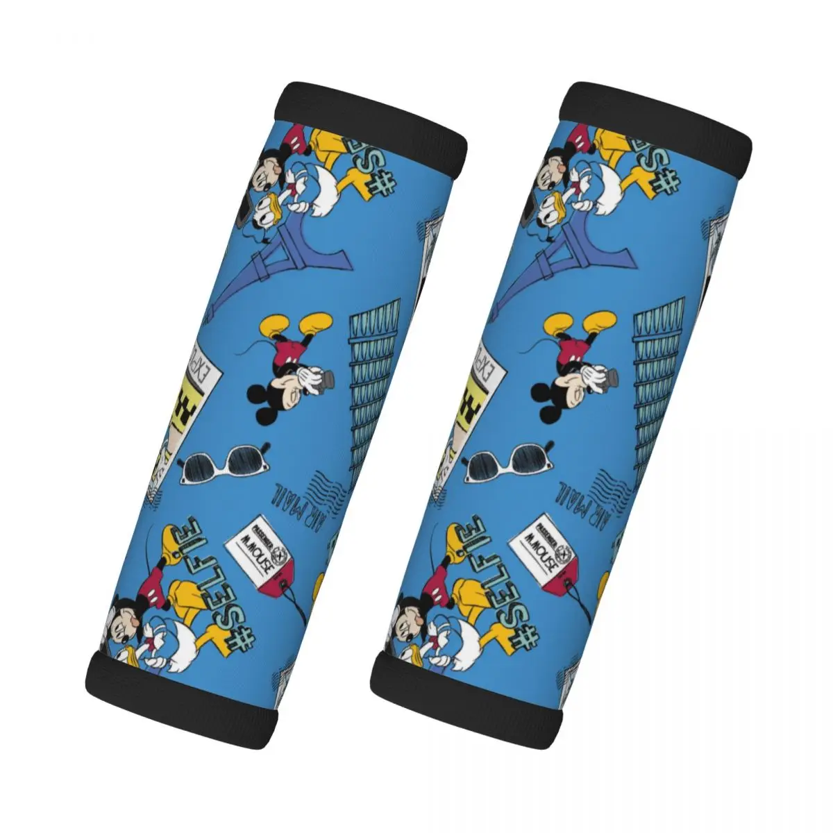 

Custom Mickey Mouse Collage 2 Pcs Luggage Handle Wrap Suitcase Identifier Handle Grip Neoprene Luggage For Car Interiors