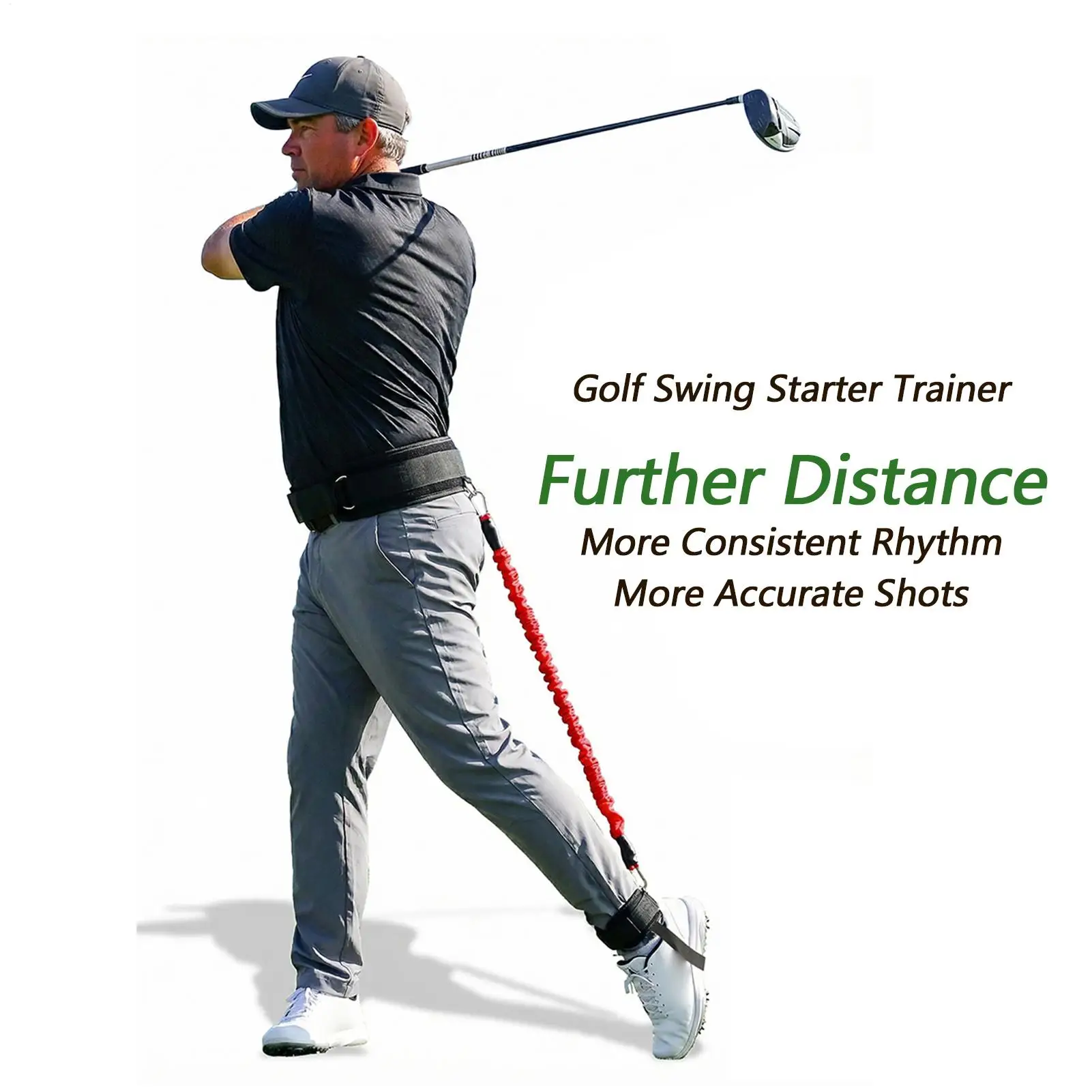Golf Swing Training Aid With Adjustable Belt Ankle Strap Handbag Beginner Golf Swing Aid For Driving Range Backyard Garage - view 5