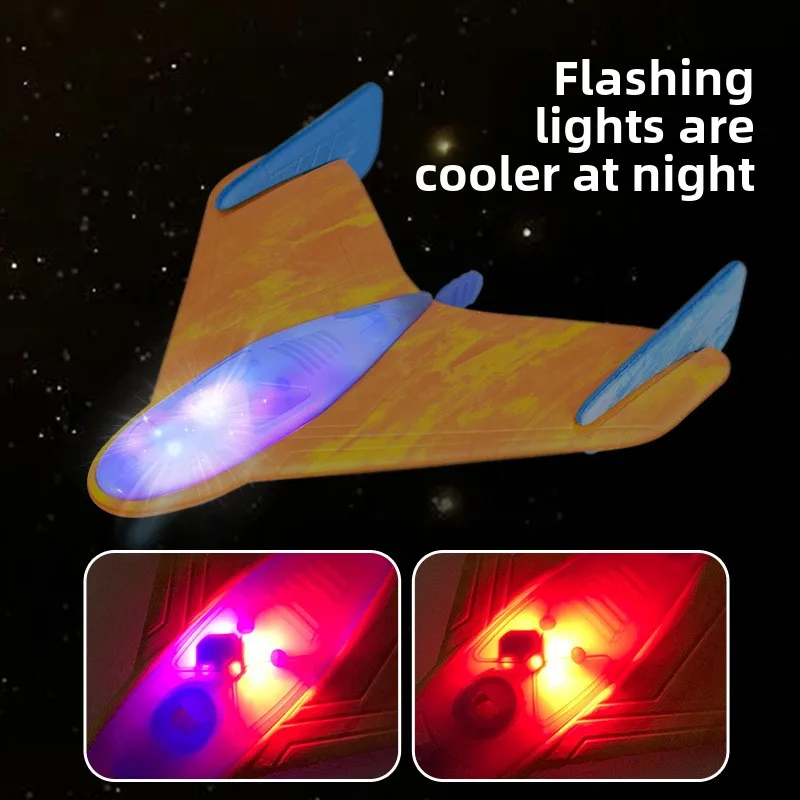 Giocattoli per aerei in schiuma per catapulta per bambini Sicurezza EVA Boomerang Aliante volante Genitore Bambini Sport all'aria aperta Suono Luce Disco volante Giocattolo