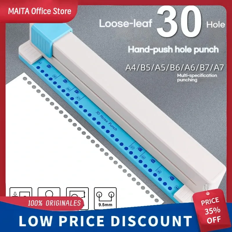 

30 Hole Punch A4 B5 A5 B6 A6 B7 A7 Loose Leaf Notebook Planner Paper DIY Hand Push Perforated Puncher School Stationery Supplies