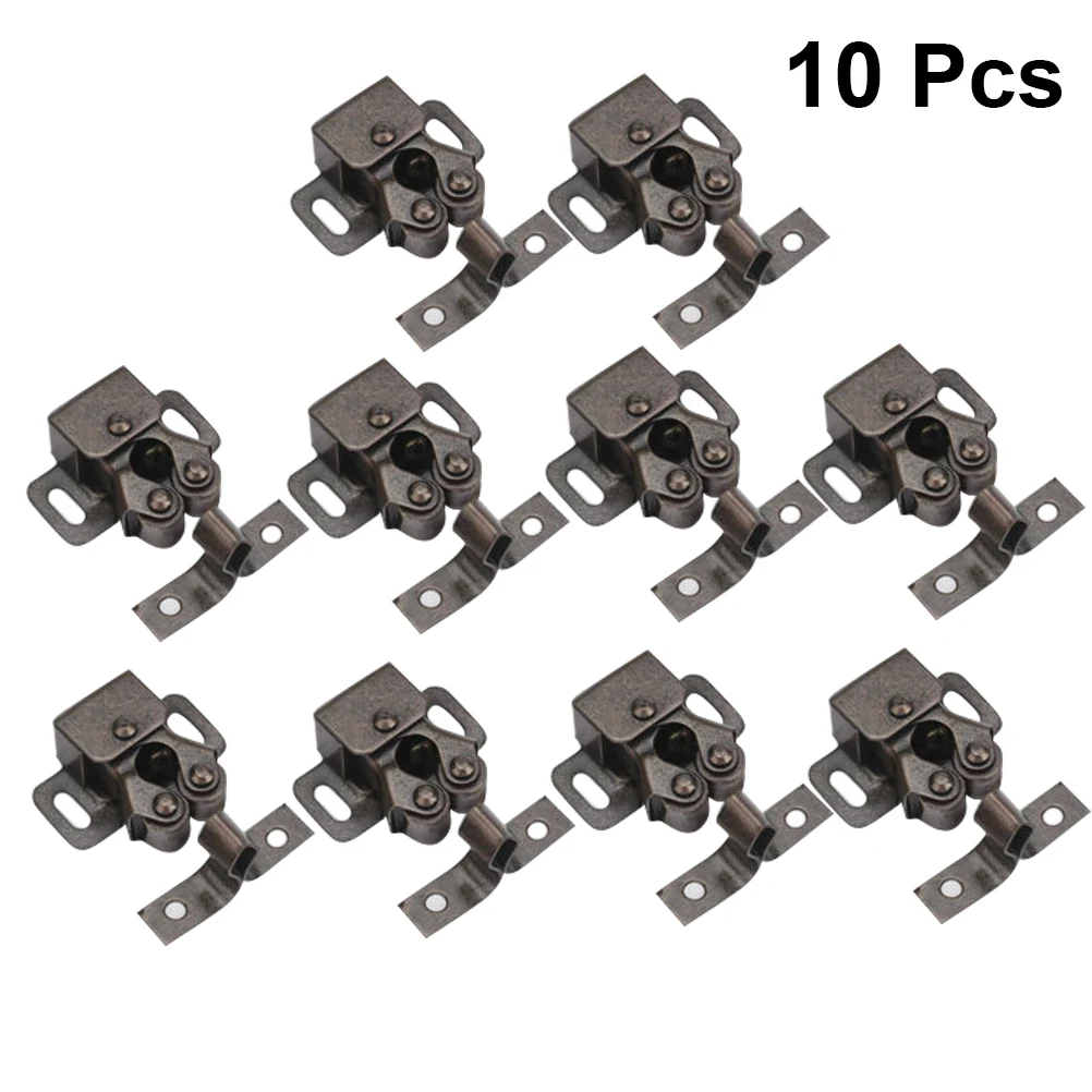 

10 PCS Cabinet Door Touch Latches Wardrobe Buckle Steel Lock Adjustable Strike Plate