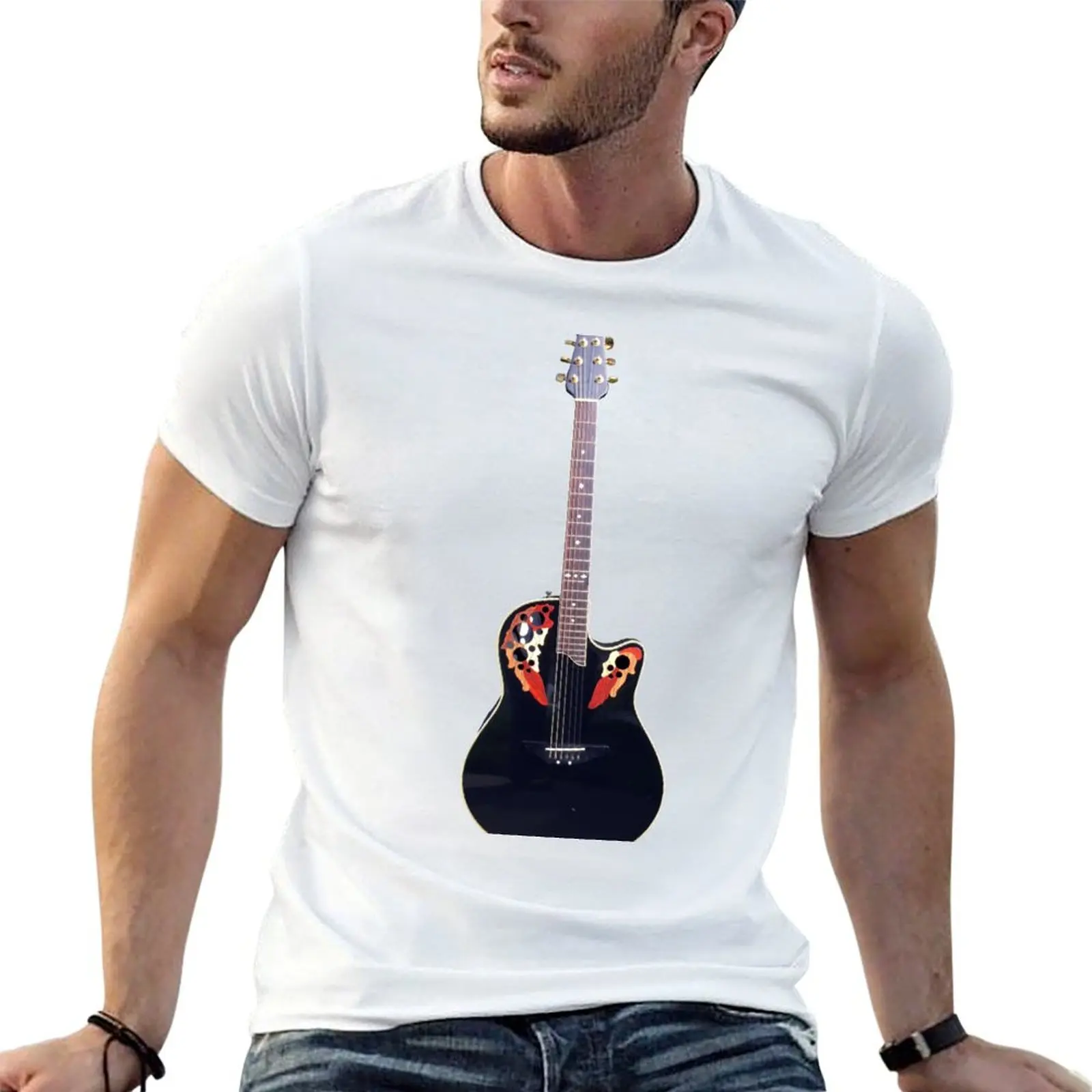 Camiseta Ovation CS 257 con diseño de guitarra, camisetas divertidas, camisetas de algodón con humor oscuro, camiseta 100% de algodón para hombre, camiseta de marca de lujo 100% de algodón