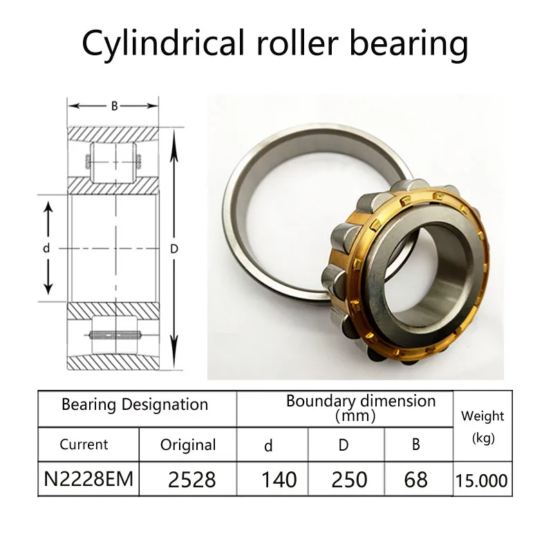 SHLNZB Cylindrical Roller Bearing 1Pcs N2228 NU2228 NJ2228 NF2228 NUP2228 EM M ECM EW ECP ECJ C3 140*250*68mm