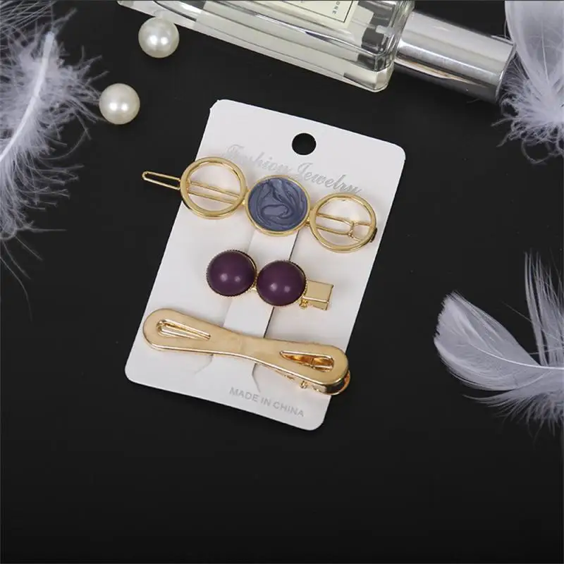 1~4SETS Geometric Hairpin Bright Color Exquisite 15.00*8.00*3.00cm 1 Set Bride Pearl Hairpin High Quality Comfortable 30g