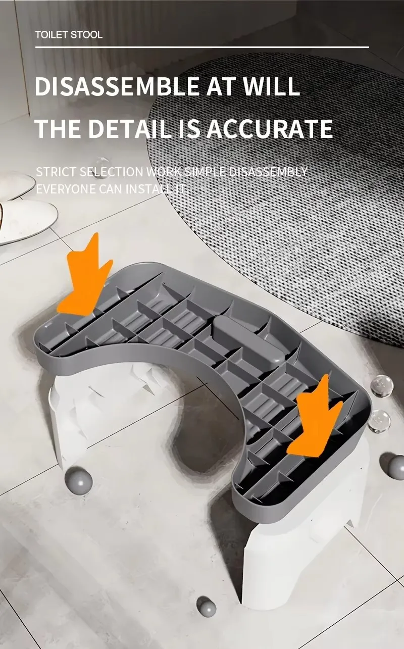 Bequemer Hocker für die Toilette, der beim Hocken bequem ist, mit ergonomischem Design für Kinder, Erwachsene und Schwangere. – Detail 7