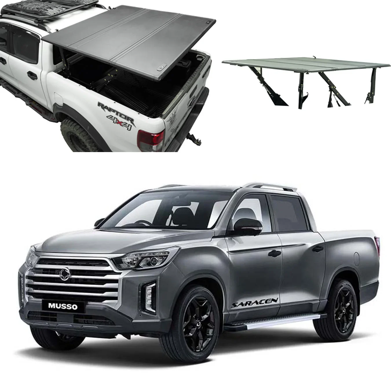 

New 4x4 accessories hard Pickup Folding Lift-up tri-fold bed cover For Ssangyong MUSSO