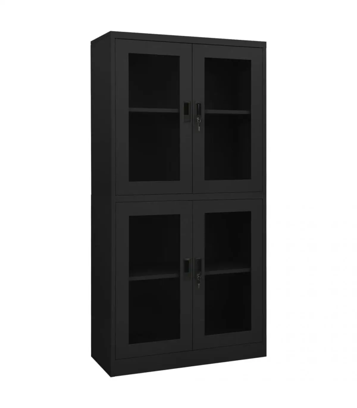 90x40x180 cm anthracite steel and tempered glass cabinet storage lockers