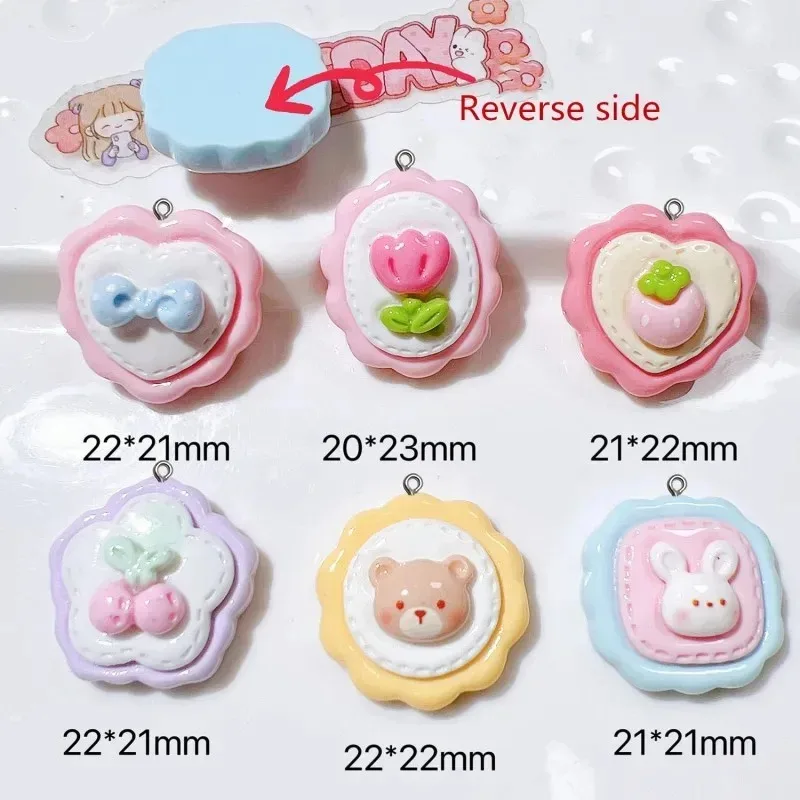10Pcs Kawaii Flower Bear Resin Charms Sweet Cartoon Pendants DIY Accessories for Earrings Necklaces Phone Shell Anime Keychains - view 3