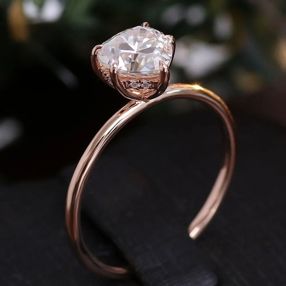 

Модное кольцо Provence из розового золота 1 карат IGI D/VS1 Heart cut Lab Diamonds Halo Ring Повседневные минималистичные кольца для девочек и женщин на заказ