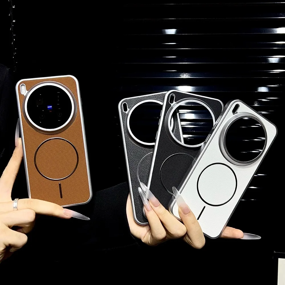 

Simple Solid Color Leather Phone Case for Vivo X200 X100 X300 Pro/ X100 X200 Ultra/X200s with Supports Magnetic Charging