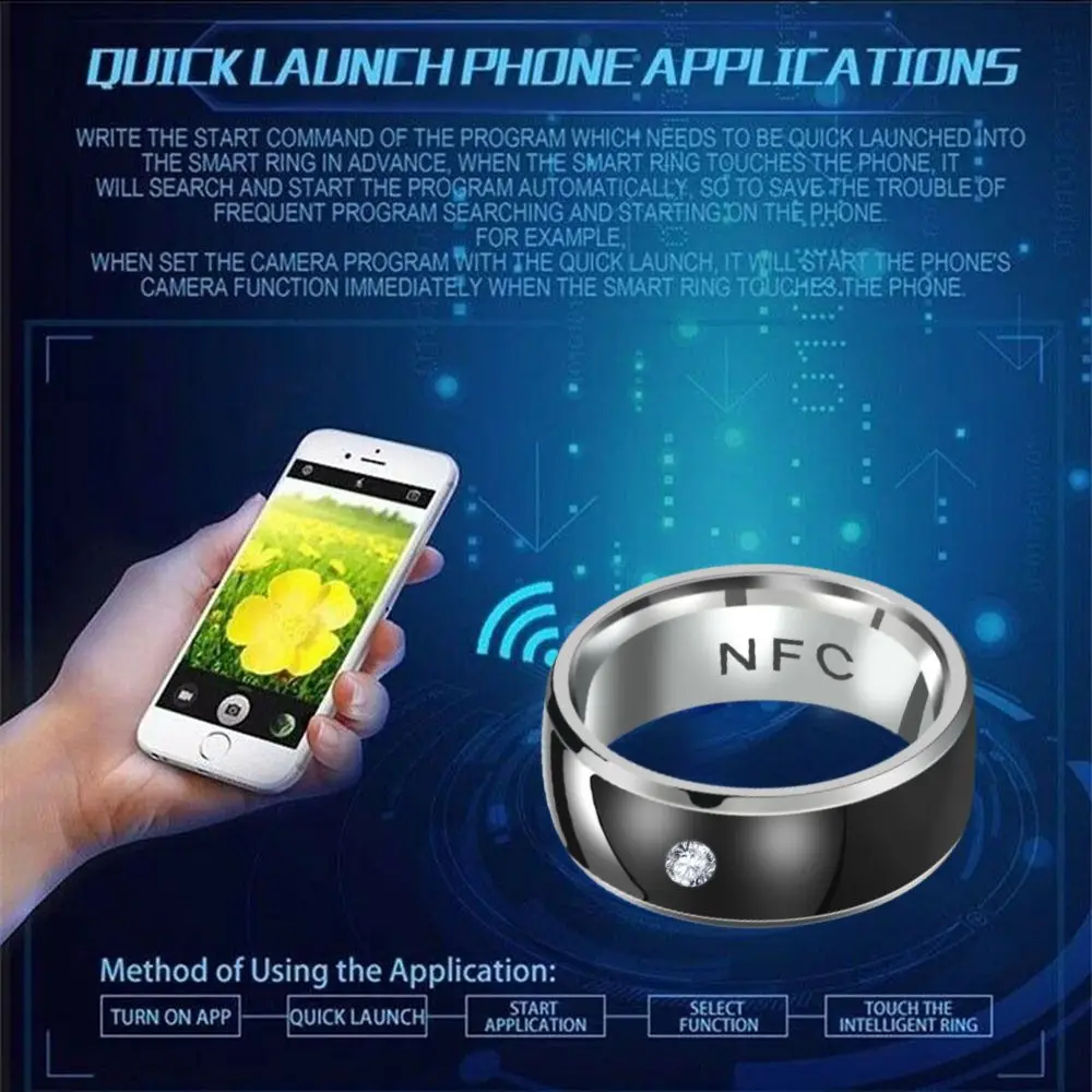 Dragon Pattern Waterproof Technology Multifunctional NFC Finger Ring Wearable Connect Intelligent Smart