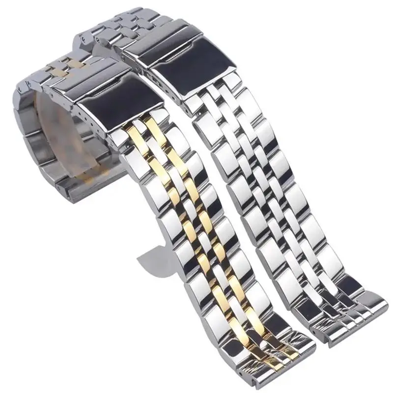 NFR 20mm 22mm 24mm Silver Stainless Steel Watch Strap Metal WatchBands For Breitling Premier Avenger Super Ocean Wrist Bracelets