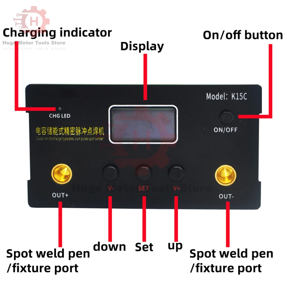 K15 Portable Double Pulse Spot Welding Machine 0.1-0.15mm Nickel Belt 18650 Battery Super Farad Capacitor Spot Welder Tools