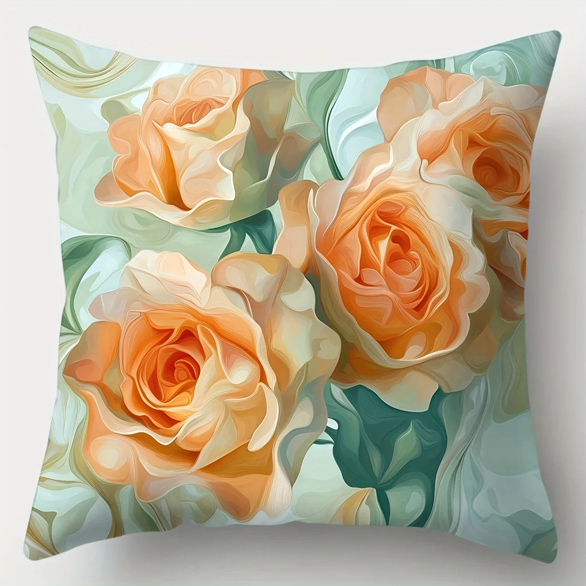 Painted yellow rose flowers single-sided digital printing Short plush Suitable living rooms bedrooms sofas zippered closure