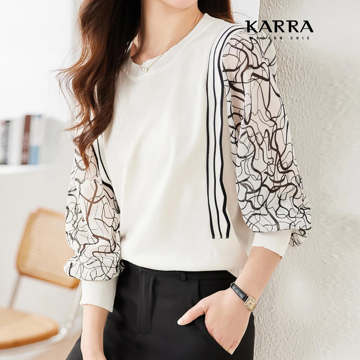 KARRA black art line blouse knits _ KB4SKN081C