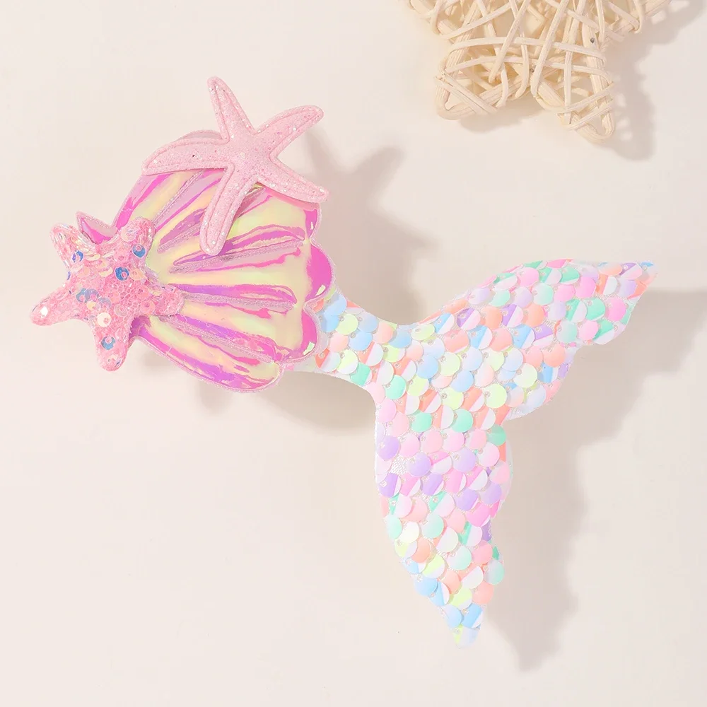 Lovely Mermaid Princess Hairclip for Girl Shinying Starfish Hairpin Baby Kids Bangs Decorative Clips Cartoon Colorful Headwear