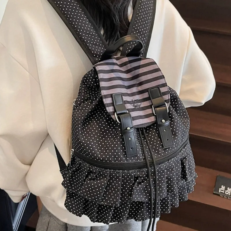 حقيبة ظهر مخططة بنمط بريبي الياباني ذات سعة عالية ومتعددة الاستخدامات حقيبة كتب برباط حقيبة مدرسية كاجوال للطلاب حقيبة ظهر نسائية #1