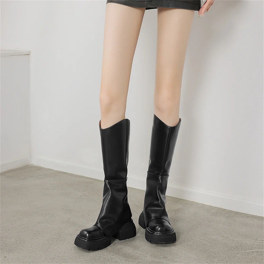 FEDONAS Punk Fashion Women Knee High Boots High Platforms Party Dance Warm Shoes Woman High Autumn Winter Thick Heels Boots