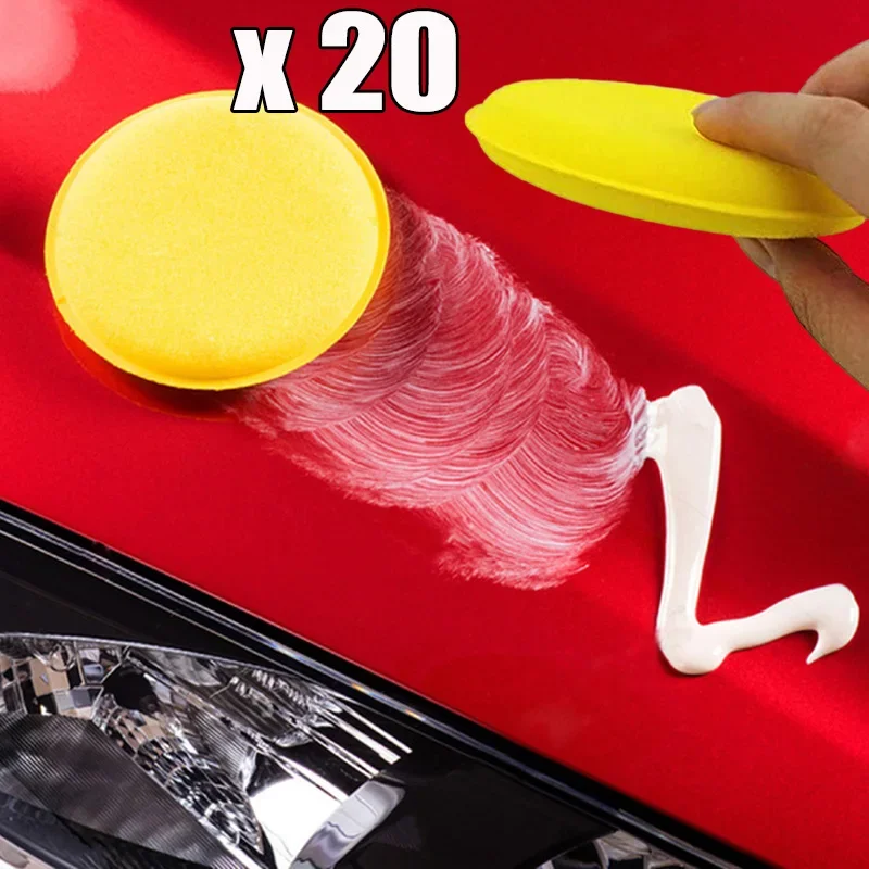 20Pcs Car Waxing Polish Wax Foam Sponge Applicator Pad for Car Round Polishing Sponges High Density Detail Auto Care Sponge Tool