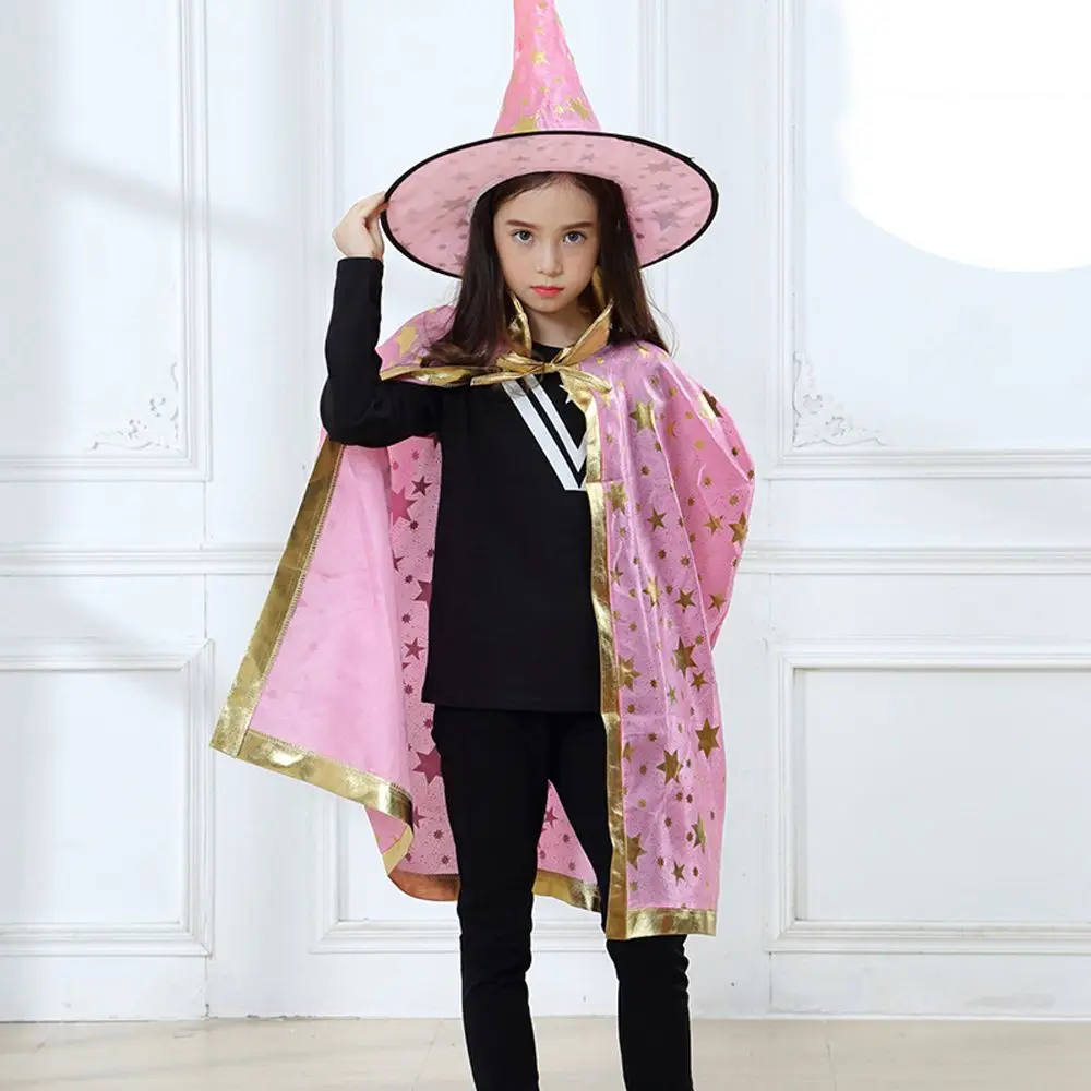 With Wizard Hat For Boys Witch Caps Unisex Children Cosplay Costumes Scary Costumes Performance Clothes Halloween Cloak Sets