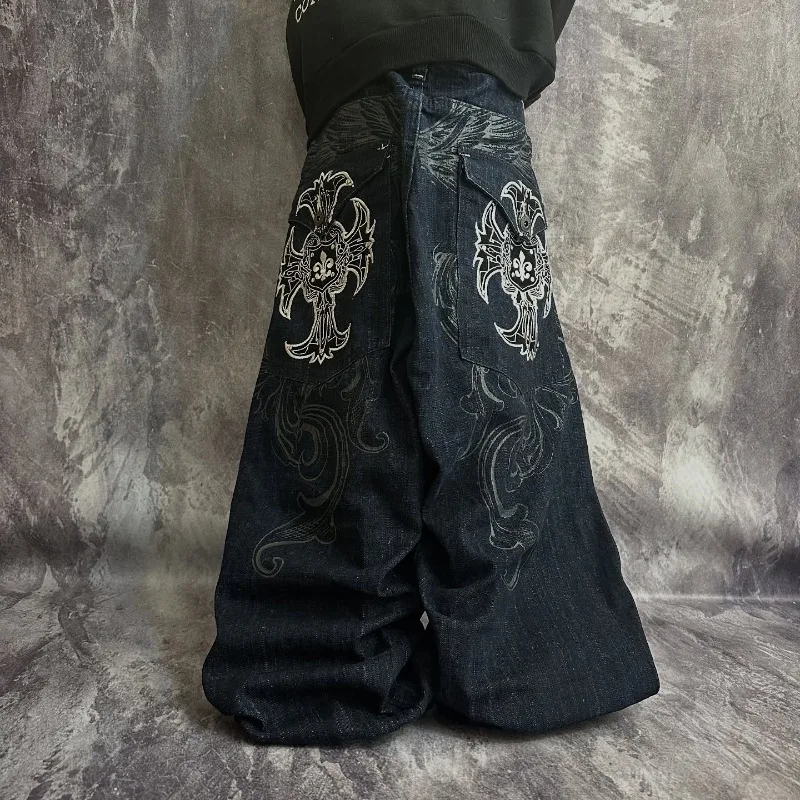 

Y2K Мода Новый Узор Вышивка Черные Свободные Джинсы Женщины Harajuku Хип-Хоп Популярный Рок Повседневный Джокер Высокая Талия Широкие Брюки