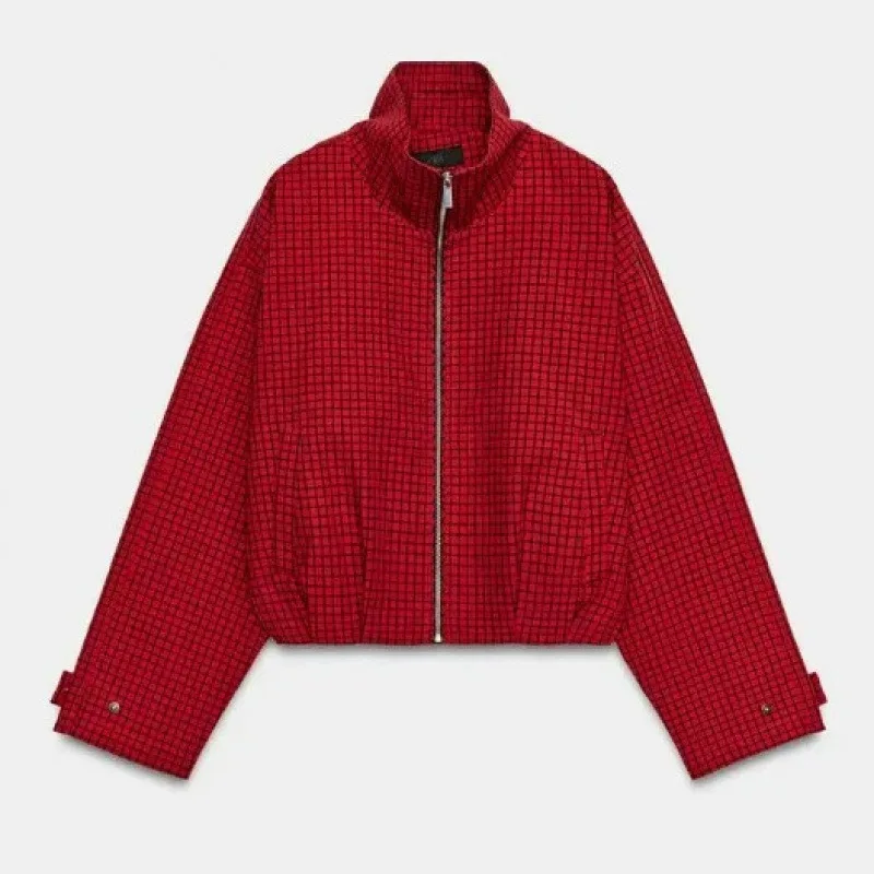 Cross-border European and American Women's Clothing Spring  Autumn Popular French Fashion Casual Trend Bomber Jacket Wave Point