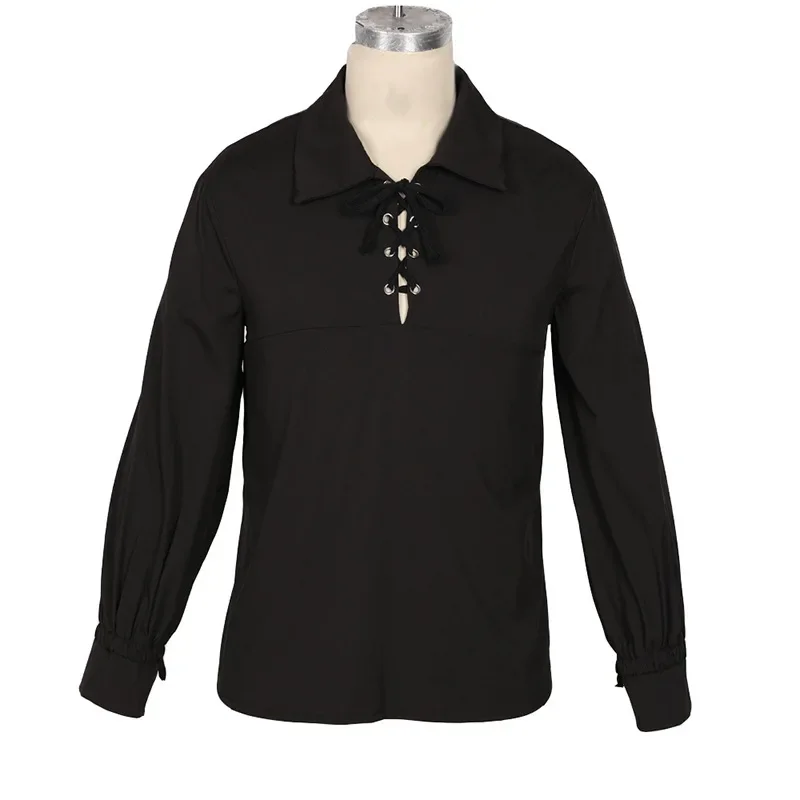 2025 الكبار الرجال القرون الوسطى عصر النهضة العرسان القراصنة تونك أعلى Larp زي الدانتيل يصل قميص منتصف العمر تأثيري أعلى S-2XL