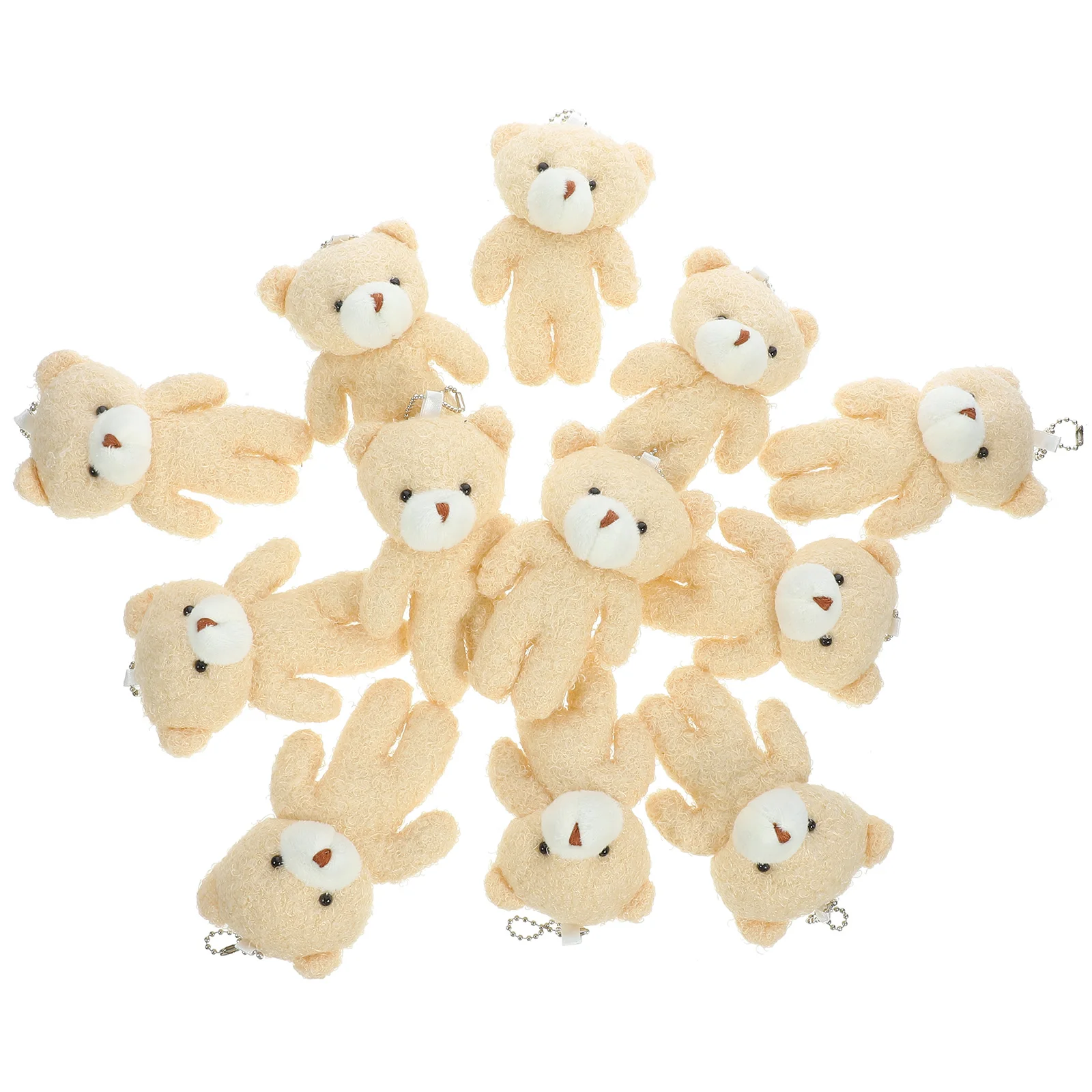 12pcs Adorable Mini Bear Pendant Toys Lightweight Plush PP Cotton Keychain Backpack Handbag Hanging Decor