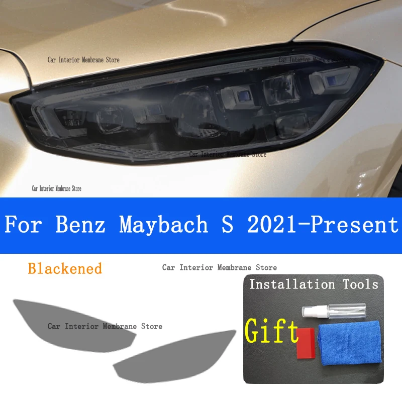 For Mercedes Benz Maybach S Class W222 S500 S650 AMG 2021 Car Headlight Protective Film Taillight Transparent Black TPU Sticker