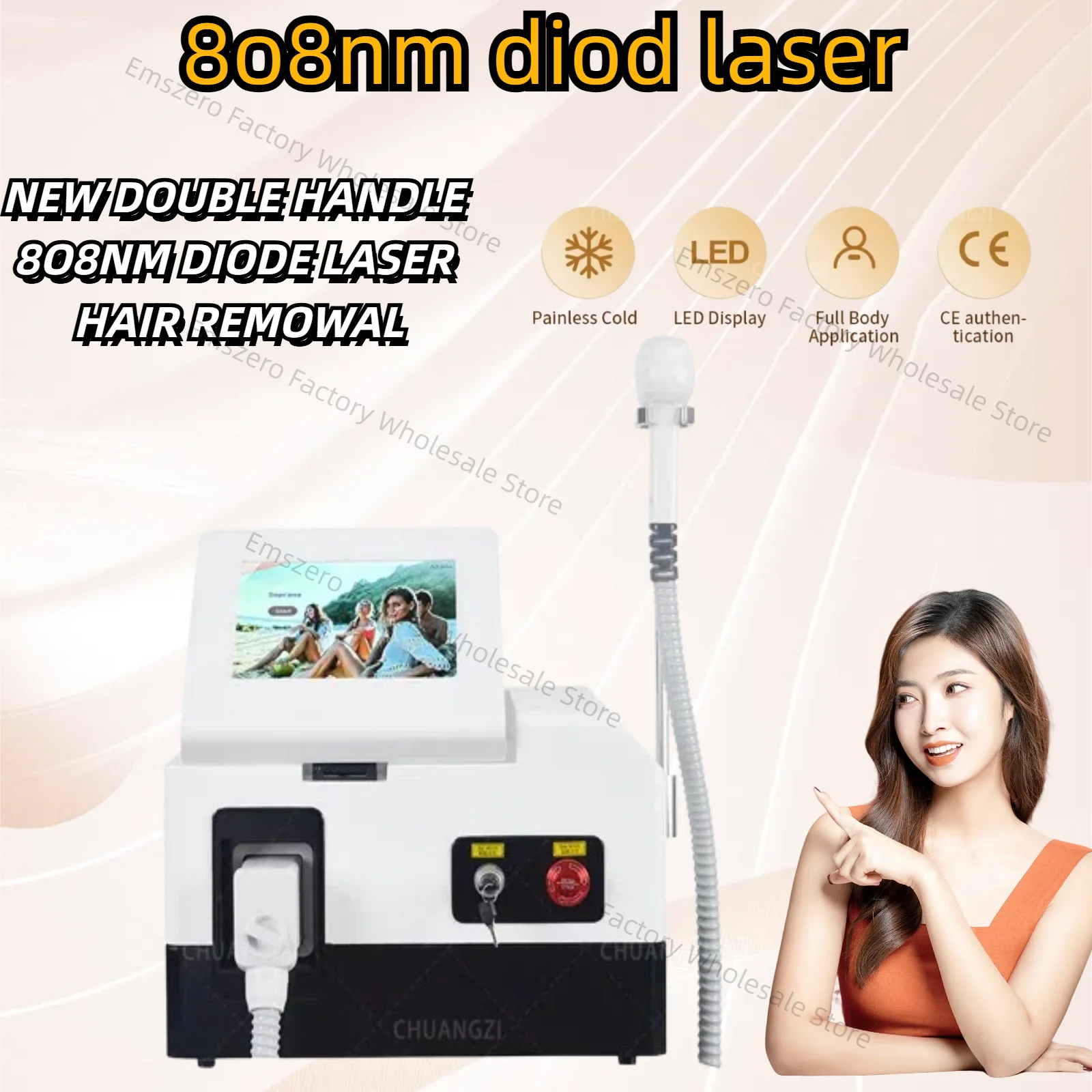 Professional Diode Ice Titanium Laser Body Hair Removal Machine 3 Wavelength 755/808/1064nm Face Hair Remove For Salon Epilator