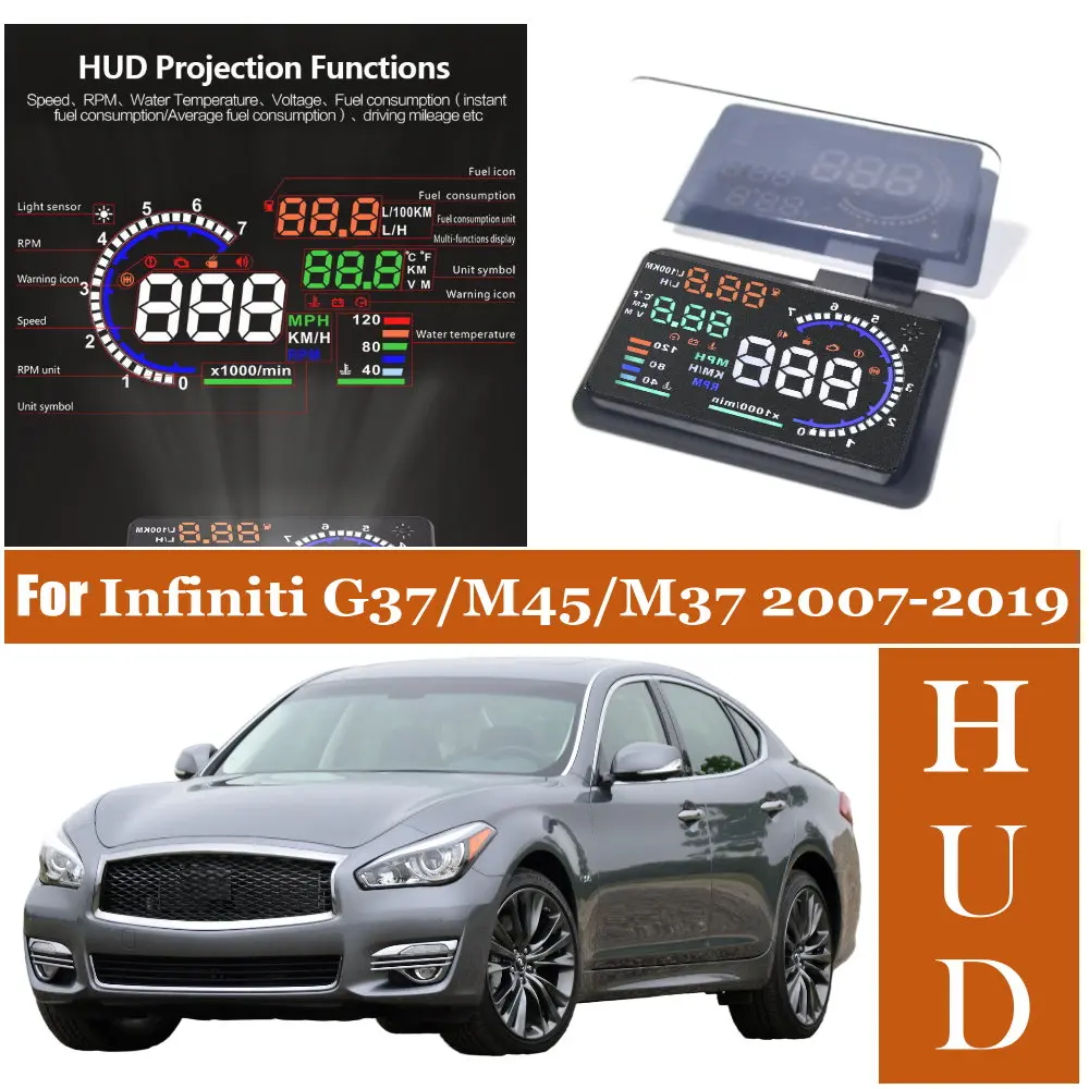 Car HUD Head Up Display LED Windshield Projection For Infiniti M35 M45 Y50 2004-2010 G37 V36 2007-2013 M37 Q70 Y51 2010-2019